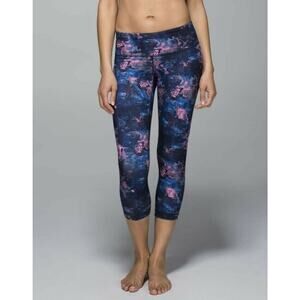 LULULEMON Wunder Under Crop II Leggings Moody Mirage Blue Deep Navy Pink RARE 2